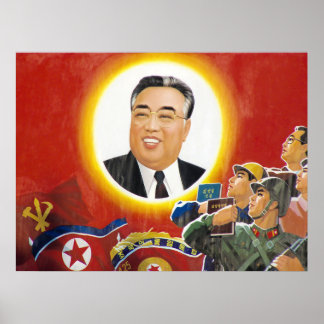 Noord-Koreaans Kim il Sung Propaganda Poster