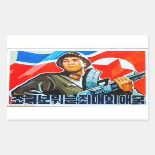Noord-Koreaanse Soldadepropaganda Rechthoekige Sticker