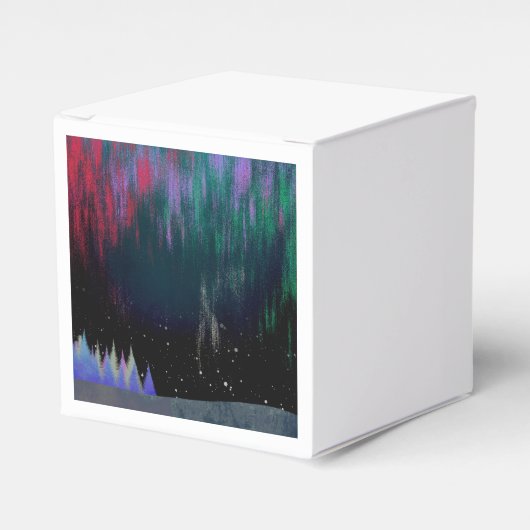 Noord-licht hedendaags landschap bedankdoosjes (Voorkant Zijde)