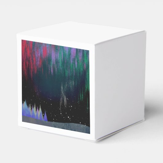 Noord-licht hedendaags landschap bedankdoosjes (Achterkant)