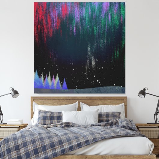 Noord-licht hedendaags landschap canvas afdruk (Insitu (Slaapkamer))