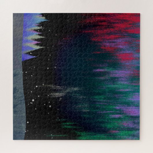 Noord-licht hedendaags landschap legpuzzel (Horizontaal)