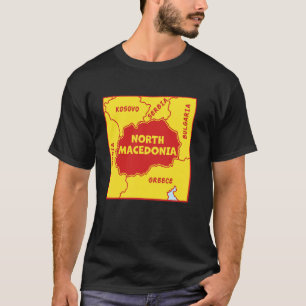 Noord-Macedonië Politieke kaart in vlagkleuren T-shirt