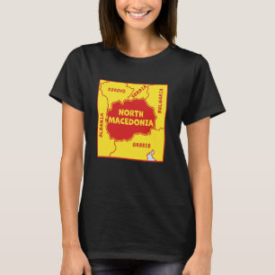 Noord-Macedonië Politieke kaart in vlagkleuren T-shirt