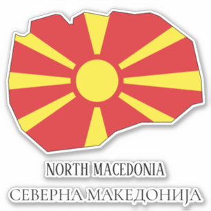 Noord-Macedonië Vlag Charmante Patriottische Kaart Sticker