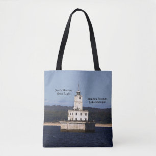 Noord Manitou Shoal Light over de hele canvas tas