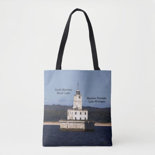 Noord Manitou Shoal Light over de hele canvas tas (Voorkant)