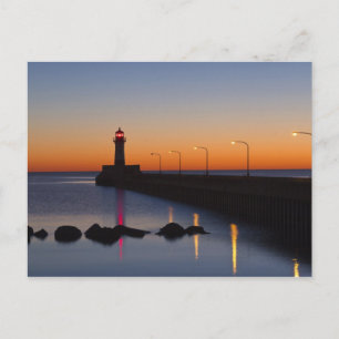 Noord-pier vuurtoren in Duluth, Minnesota Briefkaart