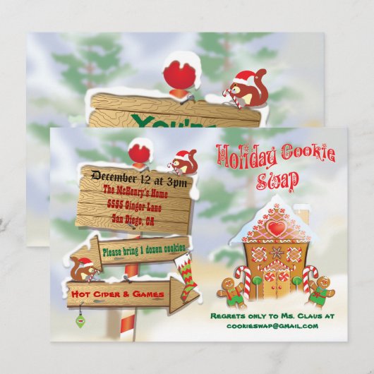 Noord-poolvakantie Cookie Swap-uitnodigingen Kaart (Voorkant / Achterkant)