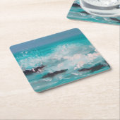 "Noord-Shore Waves" 1, Oliedrukken Vierkante Kartonnen Onderzetter (Schuin)