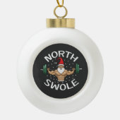 Noord Swole Grappige Spier Kerstman Kerst Fitness Keramische Bal Ornament (Voorkant)