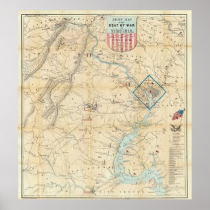 Noord-Virginia Civil War Map (1862) Poster