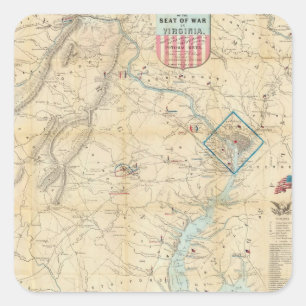 Noord-Virginia Civil War Map (1862) Vierkante Sticker