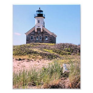 Noord vuurtoren, Block Island RI Foto Print Afdruk