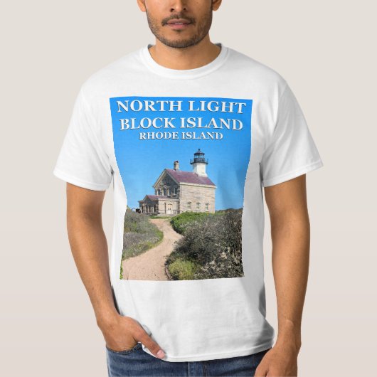 Noord-vuurtoren, Block Island RI T-Shirt (Voorkant)
