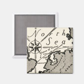 Noord-Zee kaart Graphic Bold Compass Magneet (Voorkant / Achterkant)
