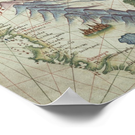 Noord-Zuid-Amerika, detail van de wereld Poster (Hoek)