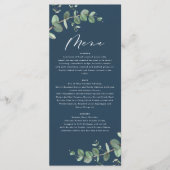 Noordblauwe eucalyptus elegant bruiloft menu (Voorkant)