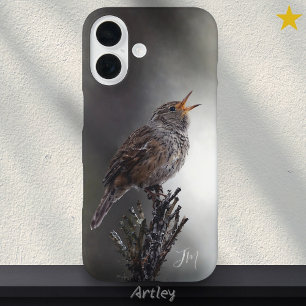 Noordelijk Huis Wren Vogelschildering Custom Name iPhone 16 Hoesje