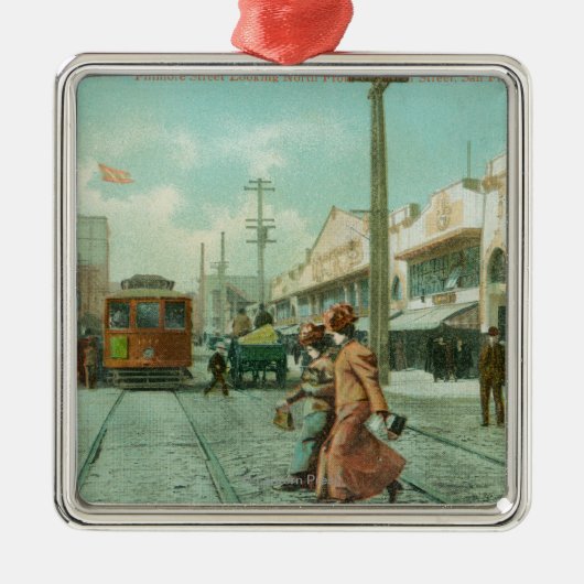 Noordelijk Uitzicht van Fillmore St van O'Farrell  Metalen Ornament (Voorkant)