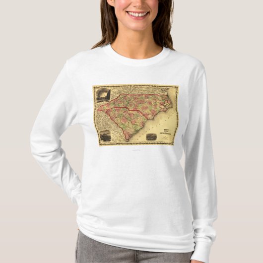 Noordelijke en Zuid-CarolinaPanoramic Map T-shirt (Voorkant)