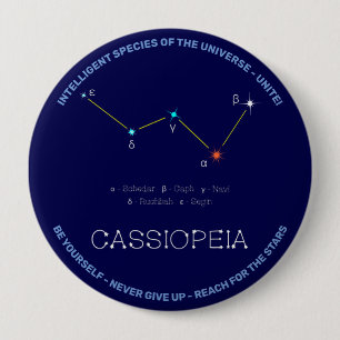 Noordelijke Hemisphere Constellation Cassioipeia Ronde Button 4,0 Cm