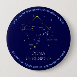 Noordelijke Hemisphere Constellation Coma Berenice Ronde Button 4,0 Cm
