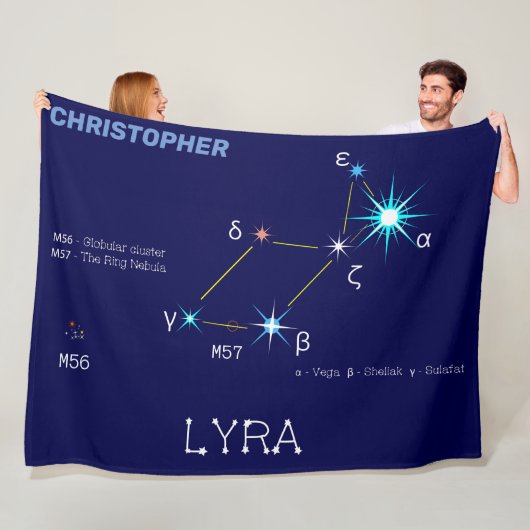 Noordelijke Hemisphere Constellation Lyra Fleece Deken (In situ)