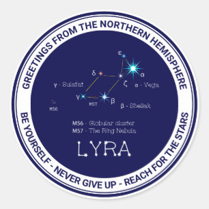 Noordelijke Hemisphere Constellation Lyra Ronde Sticker