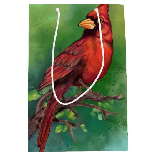 Noordelijke Kardinaal Gift Bag Medium Cadeauzakje (Voorkant)