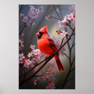 Noordelijke kardinaal Ohio Red Bird Poster