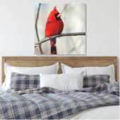 Noordelijke Kardinaal Perch Canvas Afdruk (Insitu (Slaapkamer))