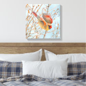 Noordelijke Kardinaal vliegen - Oorspronkelijke fo Canvas Afdruk (Insitu (Slaapkamer))
