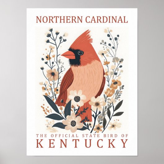 Noordelijke Kardinaal Vogel van Kentucky Poster (Voorkant)