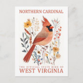 Noordelijke Kardinaal Vogel van West Virginia Reiz Briefkaart (Voorkant)