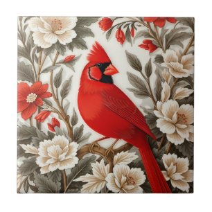 Noordelijke Kardinaalvogel Mooie Bloem Tegeltje