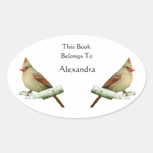 Noordelijke Kardinale Bookplaat stickers