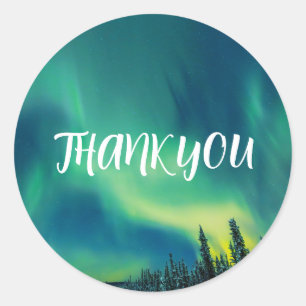 Noordelijke Lichten Aurora Borealis Night Sky Wedd Ronde Sticker