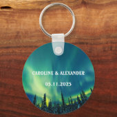 Noordelijke Lichten Aurora Borealis Night Sky Wedd Sleutelhanger (Voorkant)