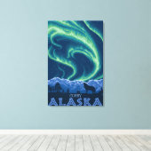Noordelijke lichten - Kerst, Alaska Canvas Afdruk (Insitu (Houten vloer))