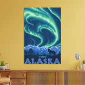 Noordelijke lichten - Kerst, Alaska Canvas Afdruk (Insitu (Woonkamer))