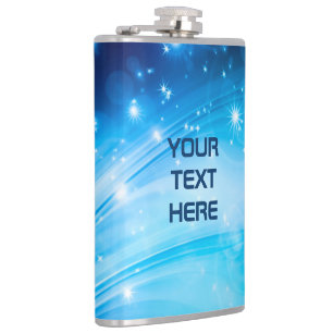 Noordelijke lichtsterren blauw + jouw tekst & idee heupfles