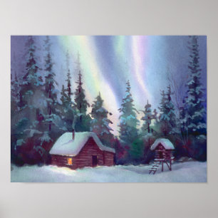 NOORDELIJKE LIGHTS- EN LOGCABIN VAN SHARON SHARPE POSTER