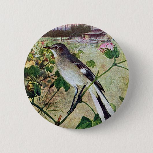 Noordelijke Mockingvogel Ronde Button 5,7 Cm (Voorkant)