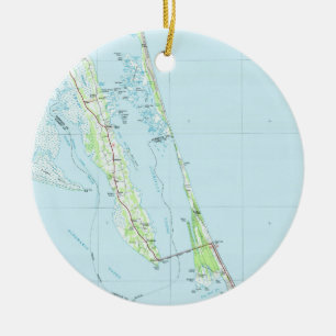 Noordelijke Outer Banks North Carolina Map (1985) Keramisch Ornament