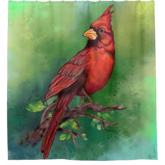 Noordelijke rode kardinale vogelgordijn douchegordijn (Voorkant)