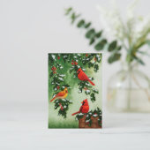 Noordelijke Rode Kardinalen en Holly Visitekaartje (Staand voorkant)