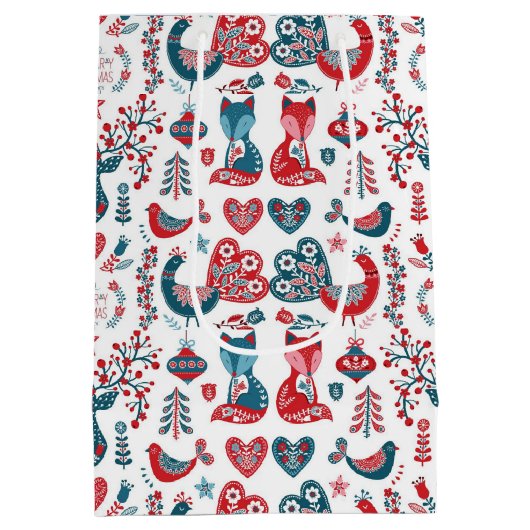 Noordelijke Rode Marine Kerstmis Scandinavische Vo Medium Cadeauzakje (Achterkant)