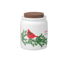 Noordelijke Roodkardinaal Bird Pine Branch Candy J