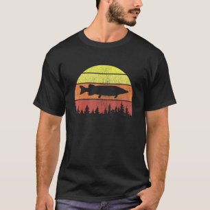 Noordelijke Snoek Retro Visschema Visser T-shirt